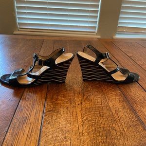 Kate Spade black patent leather wedges!  Paid $325.  Warn twice offered at $75.